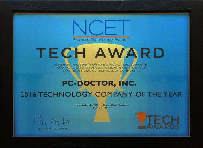 2016 NCET Tech Award Certificate