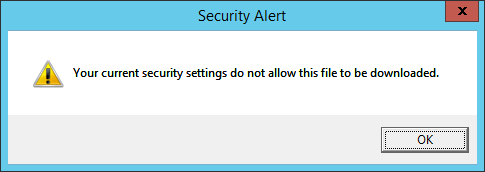 Security Alert: Your current security settings do not allow this file to be downloaded.