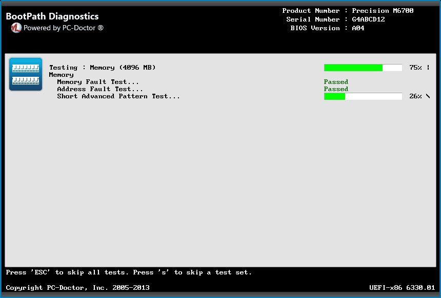 Bootpath Diagnostics Memory Testing