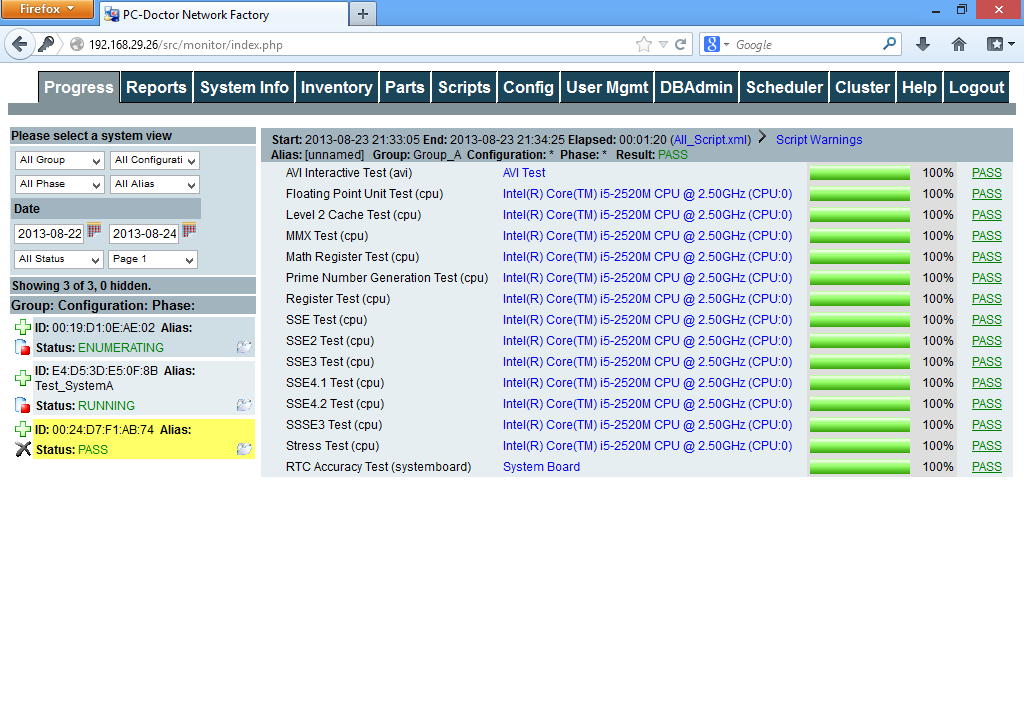 Network Factory Server Progress Monitor