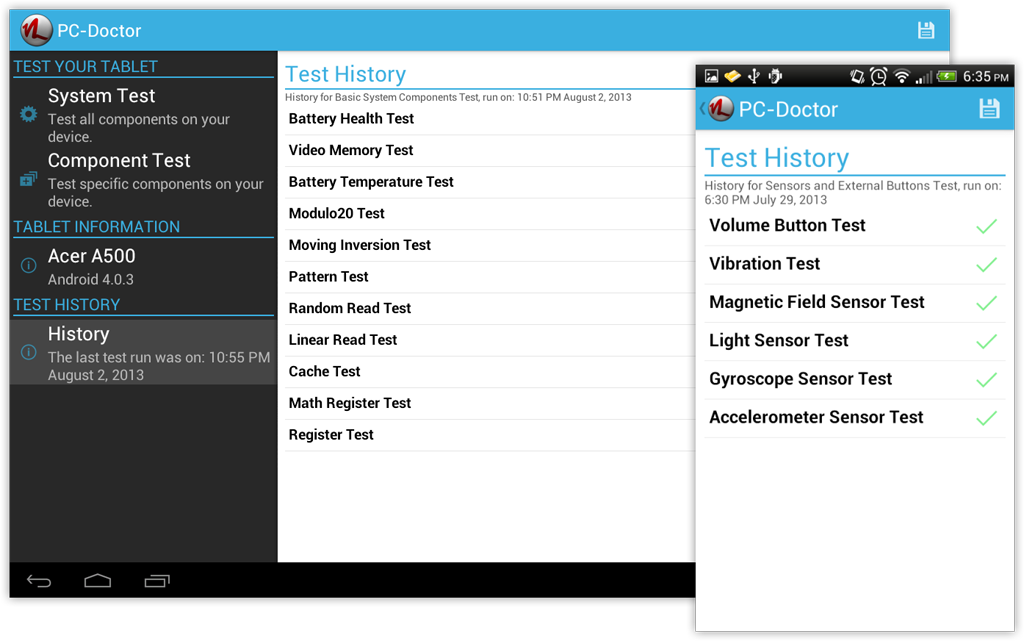 Diagnostics for Android History